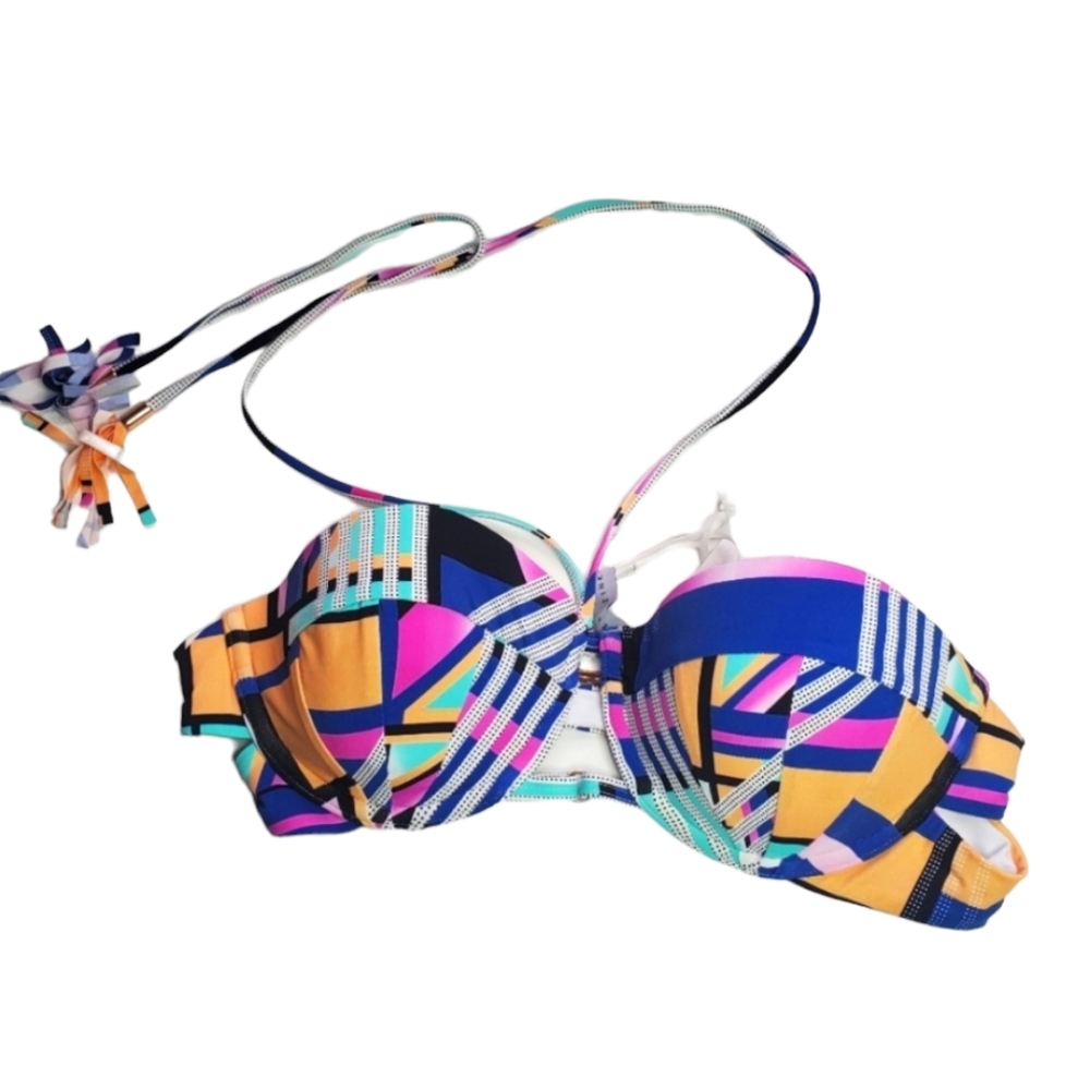 Kopper & Zinc Swimsuit Bikini Top in Block Party Large